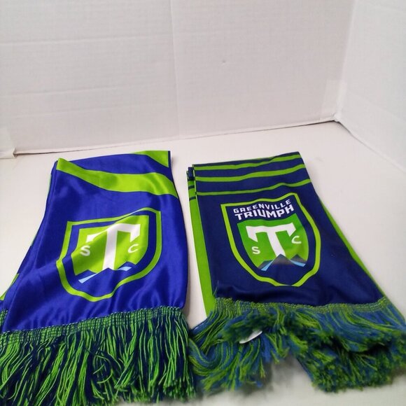 Greenville Triumph Scarf Lot of 2 FC Soccer Club Green Blue Greenville SC - Picture 1 of 8
